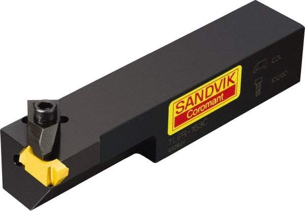 Sandvik Coromant - TLE, Internal or External, Left Hand, 0.18" Max Depth of Cut, Indexable Grooving Tool Holder - TLG-3189R Insert Compatibility, 1" Shank Height, 1" Shank Width, 6" OAL - Benchmark Tooling