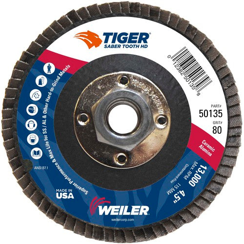 4-1/2 Saber Tooth High Density Ceramic Abrasive, 80C, 5/8″-11 UNC Nut - Benchmark Tooling
