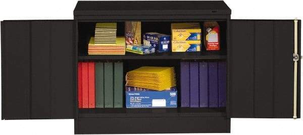 Tennsco - 3 Shelf Locking Storage Cabinet - Steel, 36" Wide x 18" Deep x 42" High, Black - Benchmark Tooling