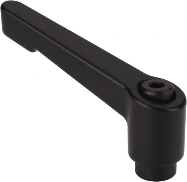 Morton Machine Works - #10-24, 0.39" Hub Diam, Die Cast Zinc A-Tapped Adjustable Clamping Handle - 1.65" OAL, 1.3" High, 0.326" Hole Depth - Benchmark Tooling