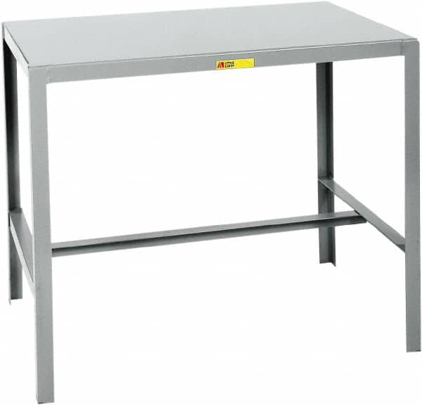 Little Giant - 36 Wide x 24" Deep x 36" High, Steel Machine Work Table - Straight Edge, Fixed Legs, Gray - Benchmark Tooling