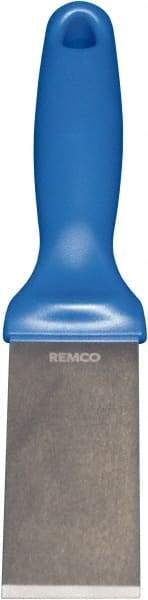 Remco - Stiff Stainless Steel Beveled Scraper - 1-1/2" Blade Width x 3-1/2" Blade Length, 5-13/32" Long Ergonomic Polypropylene Handle - Benchmark Tooling