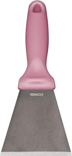 Remco - Stiff Stainless Steel Beveled Scraper - 1-1/2" Blade Width x 3-1/2" Blade Length, 5-13/32" Long Ergonomic Polypropylene Handle - Benchmark Tooling