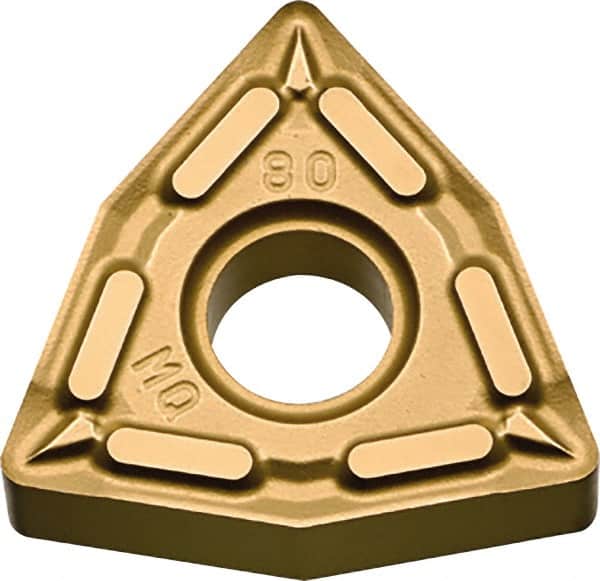 Kyocera - WNMG432 MQ Grade CA6525 Carbide Turning Insert - TiCN/Al2O3/TiN Finish, 80° Trigon, 1/2" Inscr Circle, 3/16" Thick, 1/32" Corner Radius - Benchmark Tooling