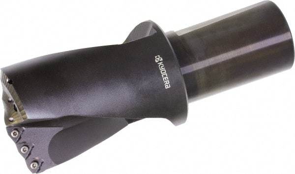 Kyocera - 2-3/4" Max Drill Depth, 2-5/8" Diam, Indexable Insert Drill - 4 Inserts, 2" Shank Diam, Whistle Notch Shank - Benchmark Tooling