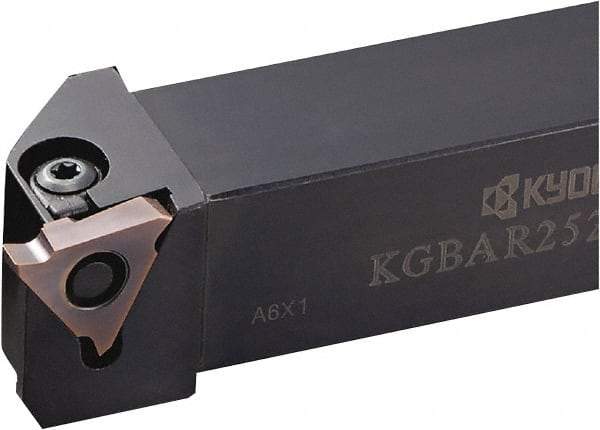 Kyocera - KGBA, External, Left Hand, 5.5mm Max Depth of Cut, 0.013 to 0.189" Groove Width, Indexable Grooving Tool Holder - GBA43R/L.. Insert Compatibility, 25mm Shank Height, 25mm Shank Width, 150mm OAL - Benchmark Tooling