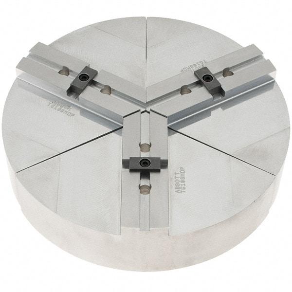 Abbott Workholding Products - 8" Max Chuck Capacity, Tongue & Groove Interface, Round Soft Lathe Chuck Jaw - 3 Jaw, Aluminum, 44.45mm Btw Mount Hole Ctrs, 10" Wide, 2" High, 7.95mm Groove, 3/8" Fastener - Benchmark Tooling