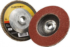 3M - 40 Grit, 4-1/2" Disc Diam, 5/8-11 Center Hole, Type 29 Ceramic Flap Disc - 13,300 Max RPM, Polyester Backing, Arbor Attaching System, Coated - Benchmark Tooling