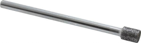 Strauss - 0.197" Head Diam x 1/4" Head Thickness CBN Grinding Pin - 1/8" Shank Diam x 2" Shank Length, Medium Grade, 80 Grit - Benchmark Tooling