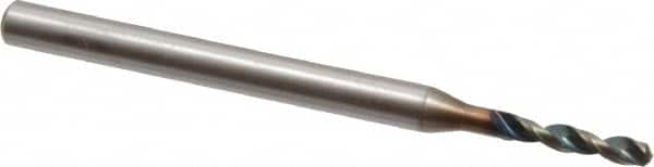 OSG - #50 140° Spiral Flute Vanadium High Speed Steel Screw Machine Drill Bit - WD1 Finish, Right Hand Cut, 11mm Flute Length, 43mm OAL, Faceted Point, Straight Shank - Benchmark Tooling