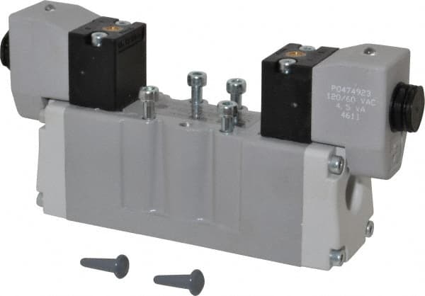 Parker - Double Solenoid, 2 Position, Aluminum Solenoid Valve - Normally Open Through Ports 1 & 2, Nitrile Seal - Benchmark Tooling