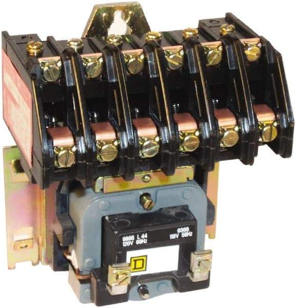 Square D - No Enclosure, 6 Pole, Electrically Held Lighting Contactor - 20 A (Tungsten), 30 A (Fluorescent), 220 VAC at 50 Hz, 240 VAC at 60 Hz, 6NO Contact Configuration - Benchmark Tooling
