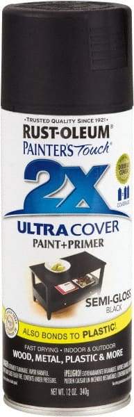 Rust-Oleum - Black, Semi Gloss, Enamel Spray Paint - 8 Sq Ft per Can, 12 oz Container, Use on Multipurpose - Benchmark Tooling