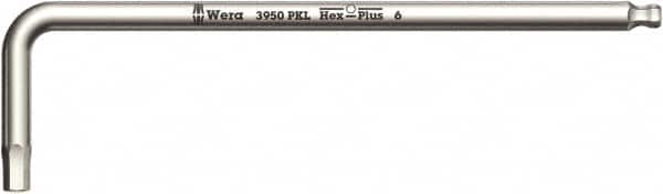 Wera - 6mm Hex, Long Arm, Hex Key - 172mm OAL, Metric System of Measurement - Benchmark Tooling