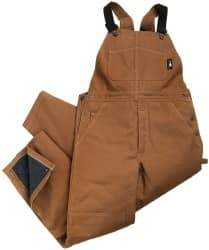 PRO-SAFE - Size L, Brown, Zipper, Cold Weather Bib Overall - Cotton, Nylon, 5 Pockets, Elastic Suspenders, Reinforced Knees, Brass Leg Zipper - Benchmark Tooling