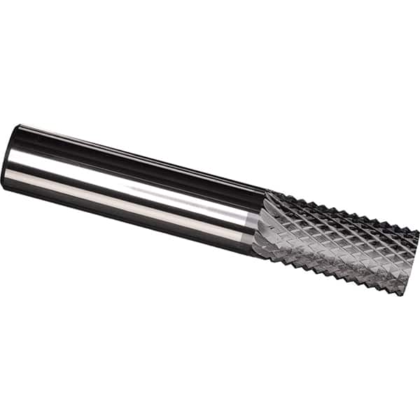Made in USA - 3/8" Diam, 1" LOC, Plain End, Solid Carbide Diamond Pattern Router Bit - Right Hand Cut, 2-1/2" OAL, 3/8" Shank Diam, Use on Carbon & Honeycomb, Carbon Fiber, Composite, Fiberglass, Graphite - Benchmark Tooling