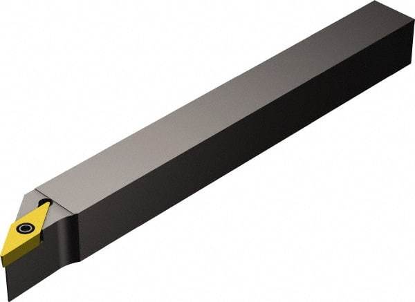 Sandvik Coromant - SVJB, Right Hand Cut, -3° Lead Angle, 12mm Shank Height x 12mm Shank Width, Neutral Rake Indexable Turning Toolholder - 125mm OAL, VBMT 11 02 04 Insert Compatibility, Series CoroTurn 107 - Benchmark Tooling
