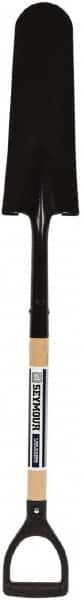 SEYMOUR-MIDWEST - 16" High x 6" Wide Round Steel Spade - 30" Long Wood D-Grip Handle, Front Turned - Benchmark Tooling