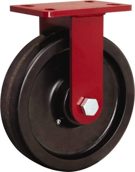 Hamilton - 10" Diam x 2-1/2" Wide x 11-1/2" OAH Top Plate Mount Rigid Caster - Phenolic, 2,200 Lb Capacity, Straight Roller Bearing, 5 x 7" Plate - Benchmark Tooling