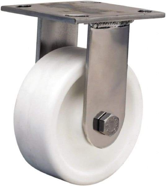 Hamilton - 5" Diam x 2" Wide x 6-1/2" OAH Top Plate Mount Rigid Caster - Polyolefin, 650 Lb Capacity, Delrin Bearing, 3-3/4 x 4-1/2" Plate - Benchmark Tooling
