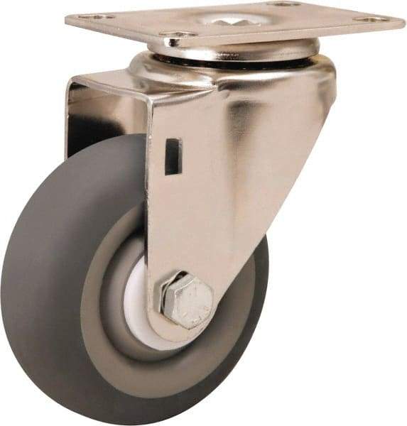 Hamilton - 3-1/2" Diam x 1-3/8" Wide x 4-7/8" OAH Top Plate Mount Swivel Caster - Rubber Mold on Polyolefin, 240 Lb Capacity, Delrin Bearing, 2-3/8 x 3-5/8" Plate - Benchmark Tooling