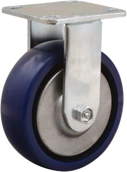 Hamilton - 6" Diam x 2" Wide x 7-1/2" OAH Top Plate Mount Rigid Caster - Polyurethane, 900 Lb Capacity, Sealed Precision Ball Bearing, 4 x 4-1/2" Plate - Benchmark Tooling