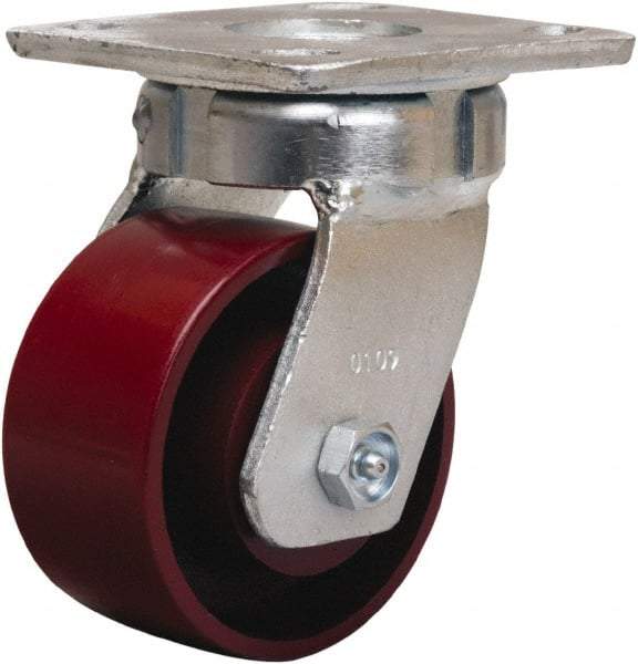 Hamilton - 4" Diam x 2" Wide x 5-5/8" OAH Top Plate Mount Swivel Caster - Cast Iron, 1,000 Lb Capacity, Sealed Precision Ball Bearing, 4 x 4-1/2" Plate - Benchmark Tooling