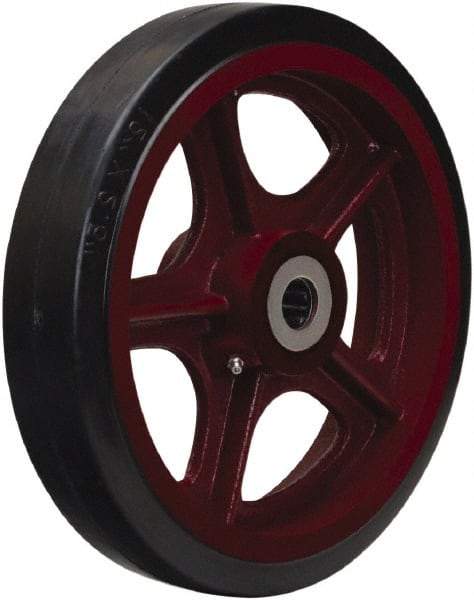 Hamilton - 12 Inch Diameter x 3 Inch Wide, Rubber on Cast Iron Caster Wheel - 1,140 Lb. Capacity, 3-1/4 Inch Hub Length, 1-15/16 Inch Axle Diameter, Plain Bore Bearing - Benchmark Tooling