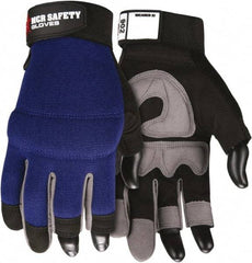 MCR Safety - Size L Synthetic Blend General Protection Work Gloves - For Work & Driver, Uncoated, Hook & Loop Cuff, Black/Blue, Paired - Benchmark Tooling