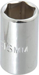 Proto - 1/2" Drive, Standard Hand Socket - 6 Points, 1-1/2" OAL, Chrome Finish - Benchmark Tooling