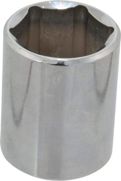 Proto - 1/2" Drive, Standard Hand Socket - 6 Points, 1-1/2" OAL, Chrome Finish - Benchmark Tooling