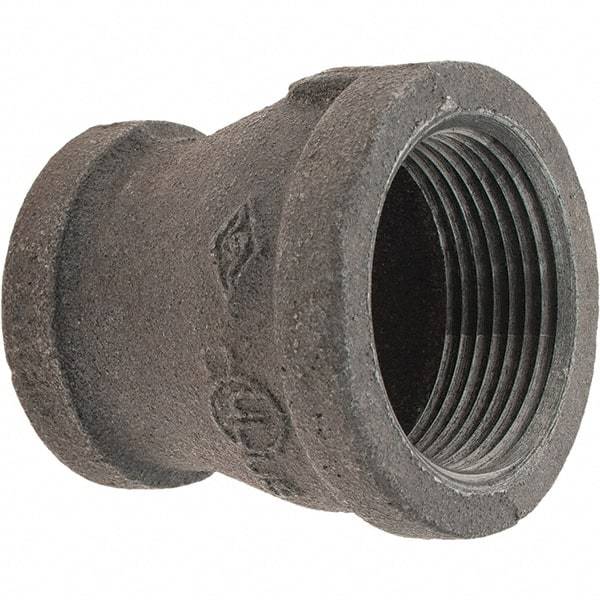 Value Collection - Size 1-1/4 x 1", Class 150, Malleable Iron Black Pipe Reducing Coupling - 150 psi, Threaded End Connection - Benchmark Tooling