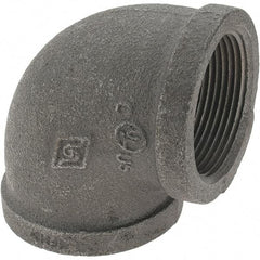 Value Collection - Size 1-1/2", Class 150, Malleable Iron Black Pipe 90° Elbow - 150 psi, Threaded End Connection - Benchmark Tooling