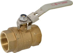 Value Collection - 1-1/4" Pipe, Full Port, Brass Full Port Ball Valve - Inline - One Way Flow, FNPTF x FNPTF Ends, Locking Lever Handle, 200 WOG, 150 WSP - Benchmark Tooling