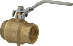 Value Collection - 1-1/2" Pipe, Full Port, Brass Full Port Ball Valve - Inline - One Way Flow, FNPT x FNPT Ends, Locking Lever Handle, 200 WOG, 150 WSP - Benchmark Tooling