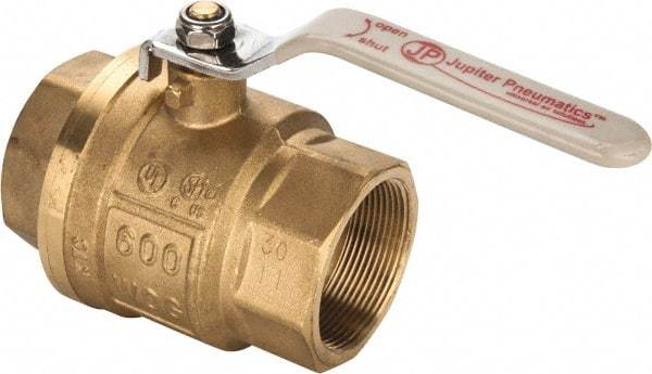Value Collection - 2" Pipe, Full Port, Brass UL Listed Ball Valve - Inline - Two Way Flow, FNPT x FNPT Ends, Lever Handle, 600 WOG, 150 WSP - Benchmark Tooling