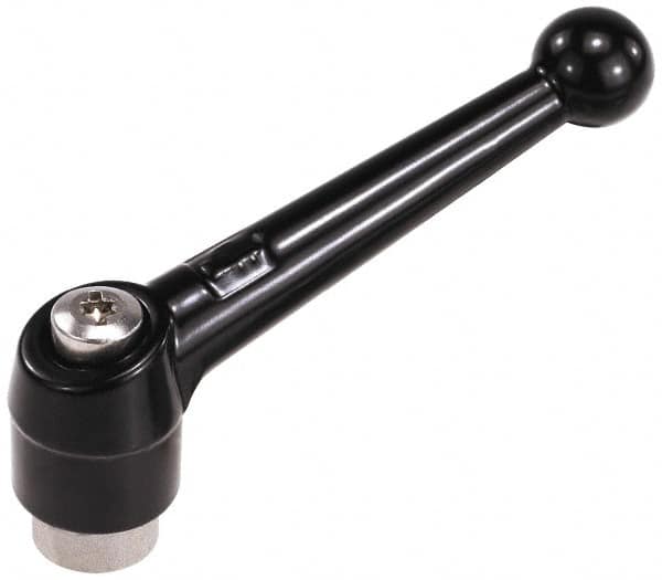 KIPP - 5/8-11, 1.18" Hub Diam, Zinc Die Cast (Stainless Steel Components) Tapped Adjustable Clamping Lever - 4.96" OAL, 3.11" High, 0.91" Hole Depth - Benchmark Tooling