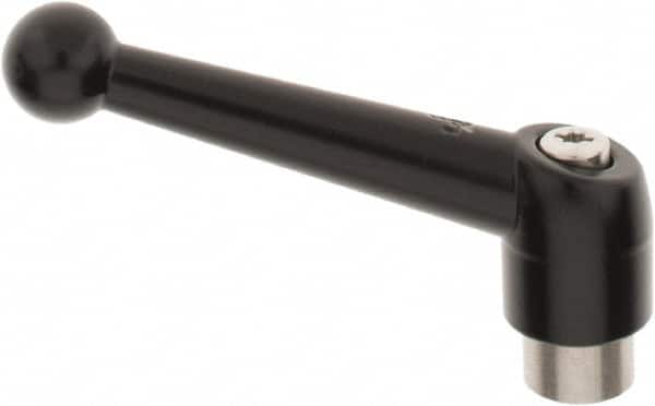 KIPP - 5/16-18, 0.83" Hub Diam, Zinc Die Cast (Stainless Steel Components) Tapped Adjustable Clamping Lever - 3.54" OAL, 2.26" High, 0.55" Hole Depth - Benchmark Tooling