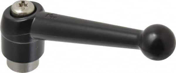 KIPP - 3/8-16, 0.98" Hub Diam, Zinc Die Cast (Stainless Steel Components) Tapped Adjustable Clamping Lever - 4-1/4" OAL, 2.64" High, 0.67" Hole Depth - Benchmark Tooling