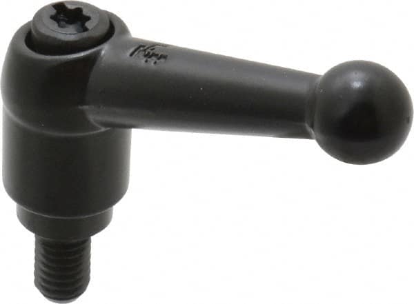 KIPP - M6 x 1.0, 13mm Hub Diam, Zinc Die Cast (Steel Components) Metric Threaded Stud Adjustable Clamping Lever - 10mm Stud Length, 46mm OAL, 32.5mm High - Benchmark Tooling