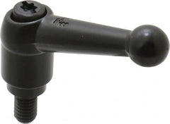 KIPP - M6 x 1.0, 13mm Hub Diam, Zinc Die Cast (Steel Components) Metric Threaded Stud Adjustable Clamping Lever - 10mm Stud Length, 46mm OAL, 32.5mm High - Benchmark Tooling