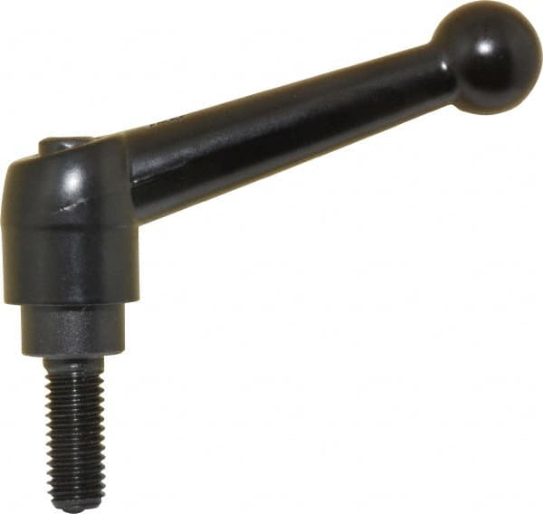 KIPP - M8 x 1.25, 18mm Hub Diam, Zinc Die Cast (Steel Components) Metric Threaded Stud Adjustable Clamping Lever - 20mm Stud Length, 73mm OAL, 45.5mm High - Benchmark Tooling
