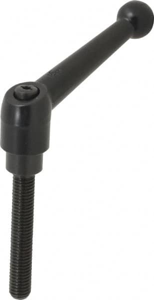 KIPP - M10 x 1.5, 21mm Hub Diam, Zinc Die Cast (Steel Components) Metric Threaded Stud Adjustable Clamping Lever - 60mm Stud Length, 90mm OAL, 57.5mm High - Benchmark Tooling