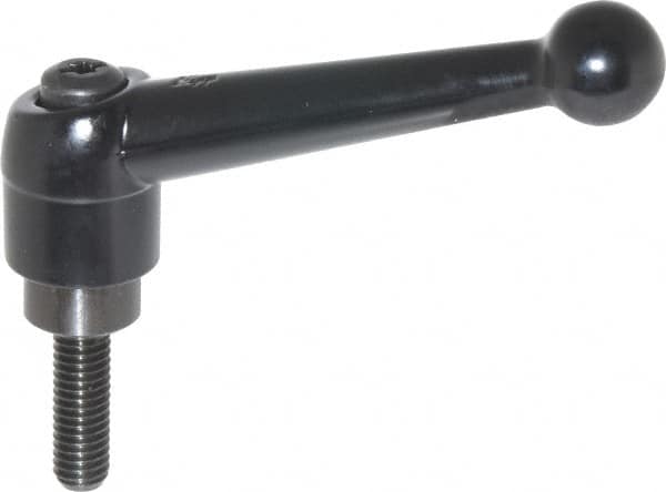 KIPP - 3/8-16, 0.98" Hub Diam, Zinc Die Cast (Steel Components) Threaded Stud Adjustable Clamping Lever - 1.18" Stud Length, 4-1/4" OAL, 2.64" High - Benchmark Tooling