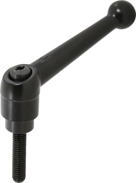 KIPP - 3/8-16, 0.98" Hub Diam, Zinc Die Cast (Steel Components) Threaded Stud Adjustable Clamping Lever - 1.57" Stud Length, 4-1/4" OAL, 2.64" High - Benchmark Tooling