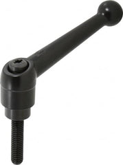 KIPP - 3/8-16, 0.98" Hub Diam, Zinc Die Cast (Steel Components) Threaded Stud Adjustable Clamping Lever - 1.57" Stud Length, 4-1/4" OAL, 2.64" High - Benchmark Tooling