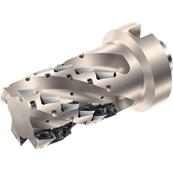 Walter - 40mm Cut Diam, 57mm Max Depth of Cut, 105mm OAL, Indexable Square Shoulder Helical End Mill - Multiple Insert Styles, NCT80 Modular Connection, 90° Lead Angle, Through Coolant, Series Xtra-tec - Benchmark Tooling