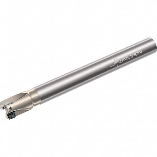 Walter - 10mm Cut Diam, 8mm Max Depth of Cut, 16mm Shank Diam, 160mm OAL, Indexable Square Shoulder End Mill - Multiple Insert Styles, Cylindrical Shank, 90° Lead Angle, Through Coolant, Series Xtra-tec - Benchmark Tooling