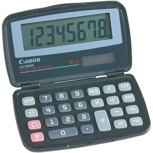 Canon - 8-Digit LCD 8 Function Handheld Calculator - 4-3/8 x 2-3/4 Display Size, Black, Solar & Battery Powered - Benchmark Tooling