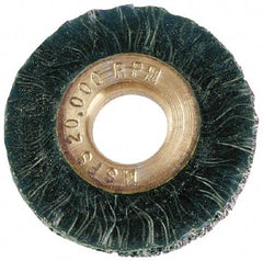 Osborn - 1-1/4" OD, 3/8" Arbor Hole, Steel Wheel Brush - 3/16" Face Width, 1/4" Trim Length, 0.008" Filament Diam, 20,000 RPM - Benchmark Tooling